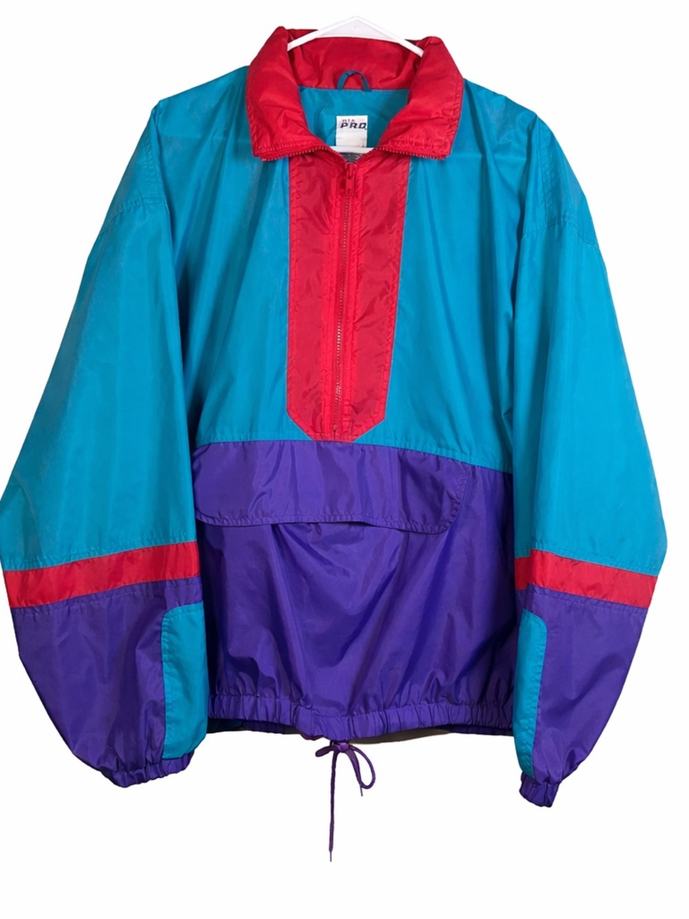 Vintage 90s MTA PRO Colorblock Windbreaker Pullover Jacket Men’s M Retro